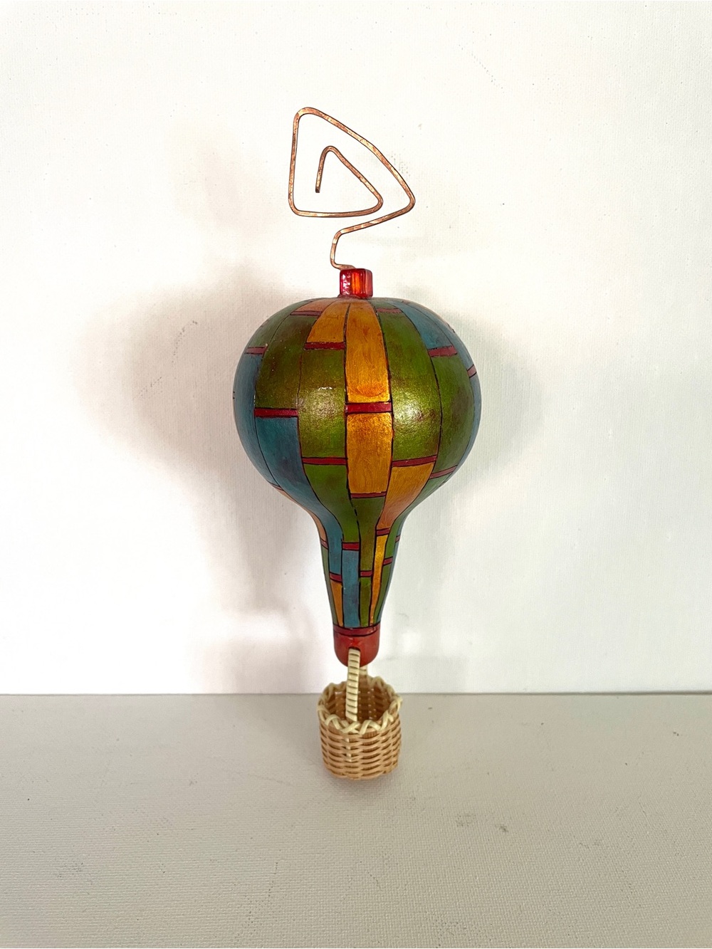 Handcrafted Multicolor Hot Air Balloon Wall Art Gourd Copper
